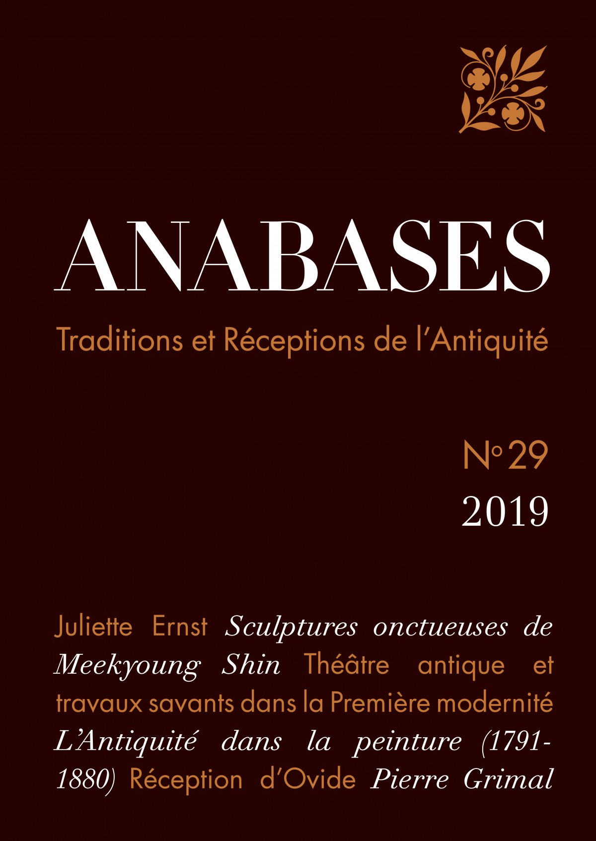 Couverture Anabases n°29 (2019)